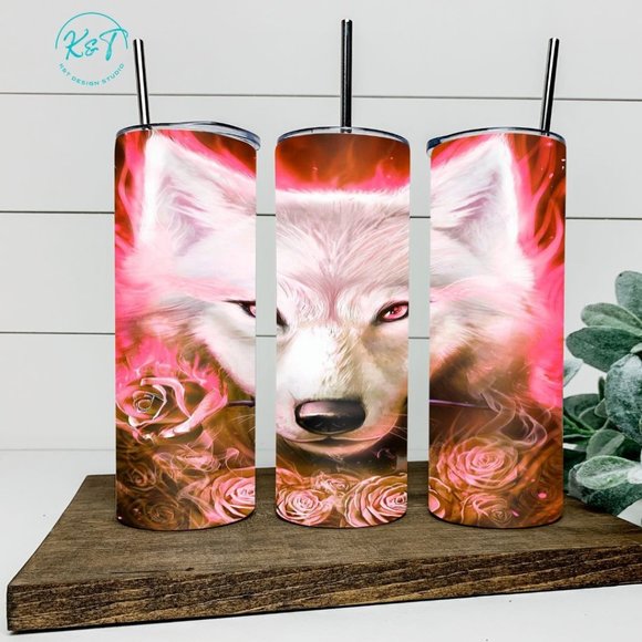 Wolf - Wolf Howling - Full Moon - Spirit Animal - Tumbler - Gift - Picture 1 of 1